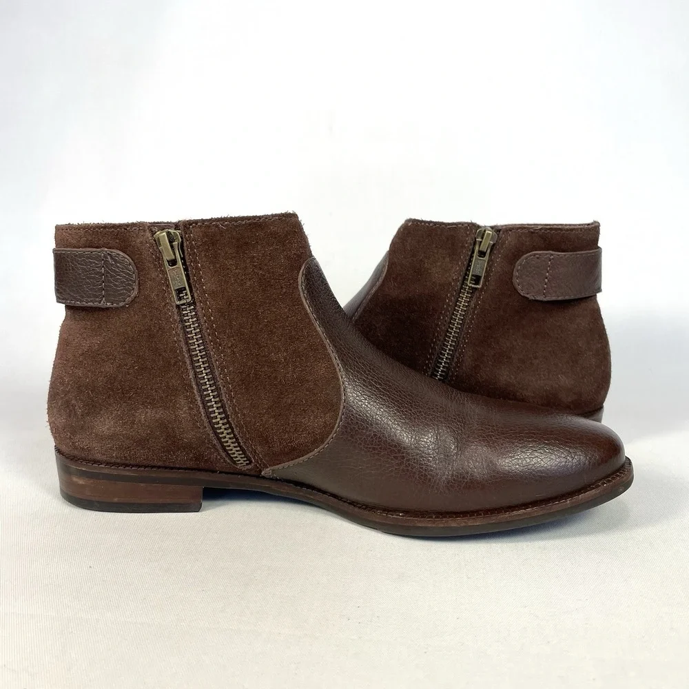 J. Jill Womens Size 8 Brown‎ Suede Leather Ankle Boots Side Zip Booties